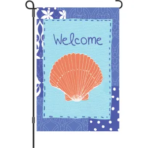 12 in. Welcome Garden Flag - Coastal Shell