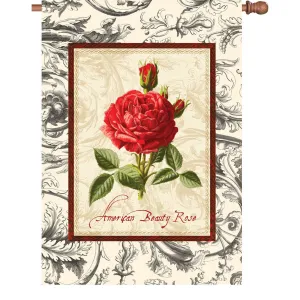 28 in. Vintage House Flag - American Beauty Rose