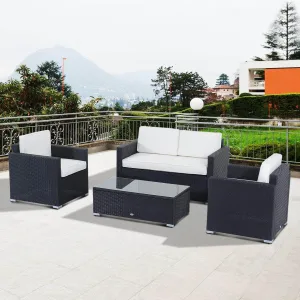 4 Piece Outdoor Patio Wicker Rattan Conversation Sofa Set - Available in 2 Colours