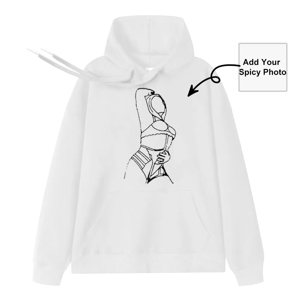 4FunGift® Add Your Spicy Photo Custom Line Drawing Hoodie