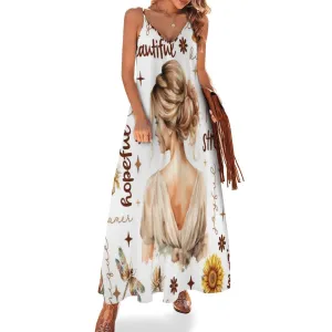 Affirmations Blonde Hair Spaghetti Strap Ankle-Length Dress Long dress