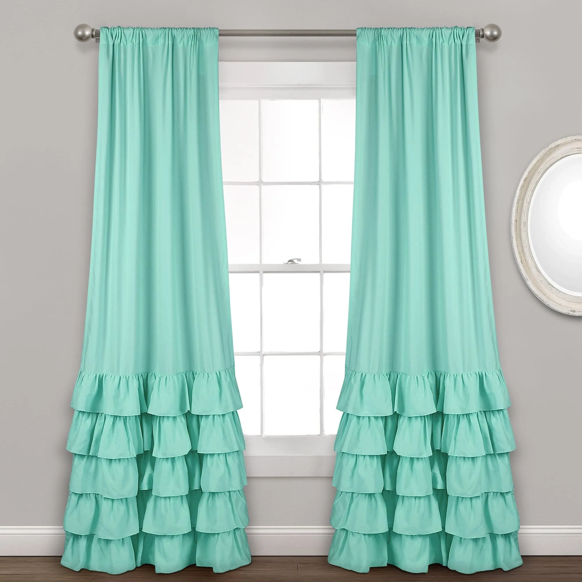 Allison Ruffle Window Curtain Panel Set