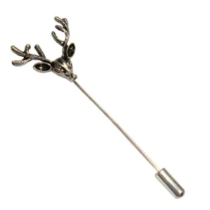 Bassin and Brown Stag Lapel Pin - Silver