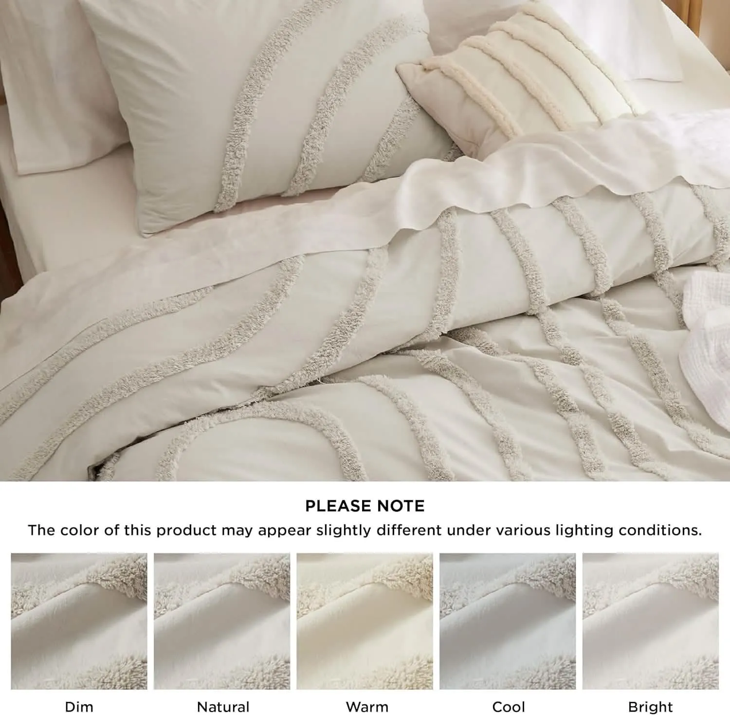 Bedsure 100% Cotton Tufted Duvet Cover Set