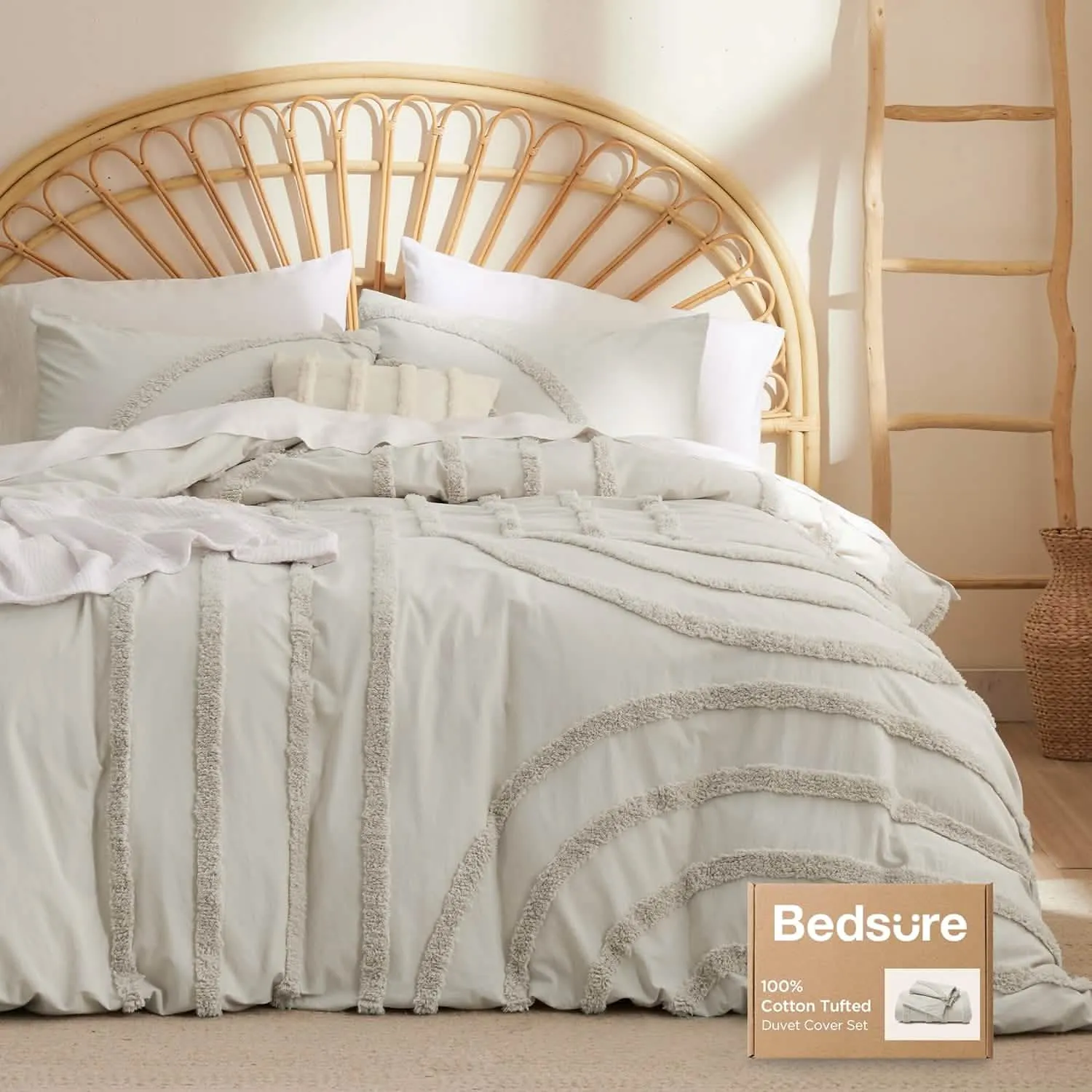 Bedsure 100% Cotton Tufted Duvet Cover Set