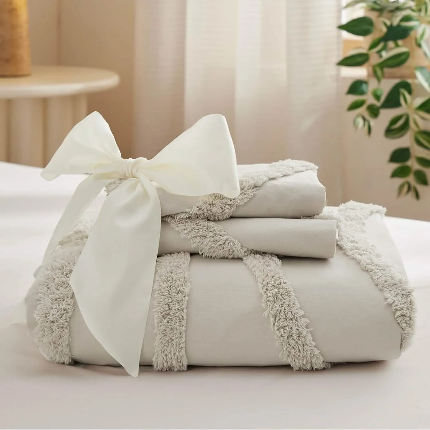 Bedsure 100% Cotton Tufted Duvet Cover Set