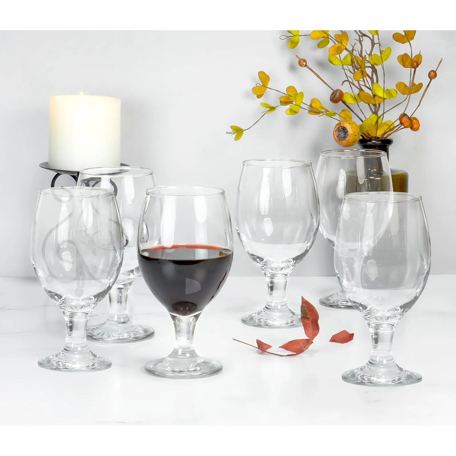 Belluno Classic Clear Glasses for Water, Juice, Liquor - Wine Goblets - Set of 6 (13.5 Ounces)