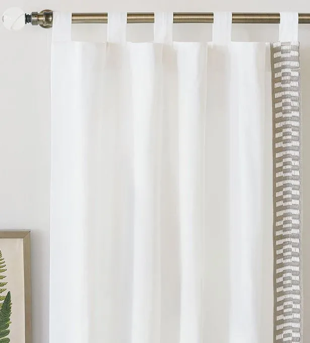 Bordered Beach House Cotton Curtain Panels