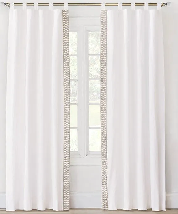 Bordered Beach House Cotton Curtain Panels