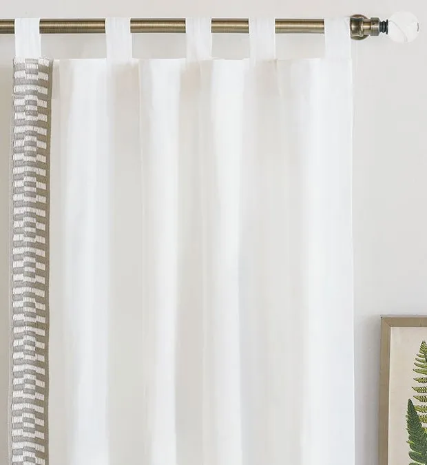 Bordered Beach House Cotton Curtain Panels