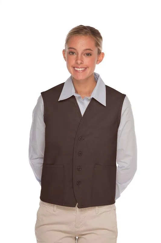 Brown 4-Button Unisex Vest with 2 Pockets