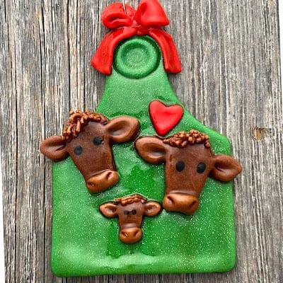 Brown Cow Moo-rry Christmas Ornament