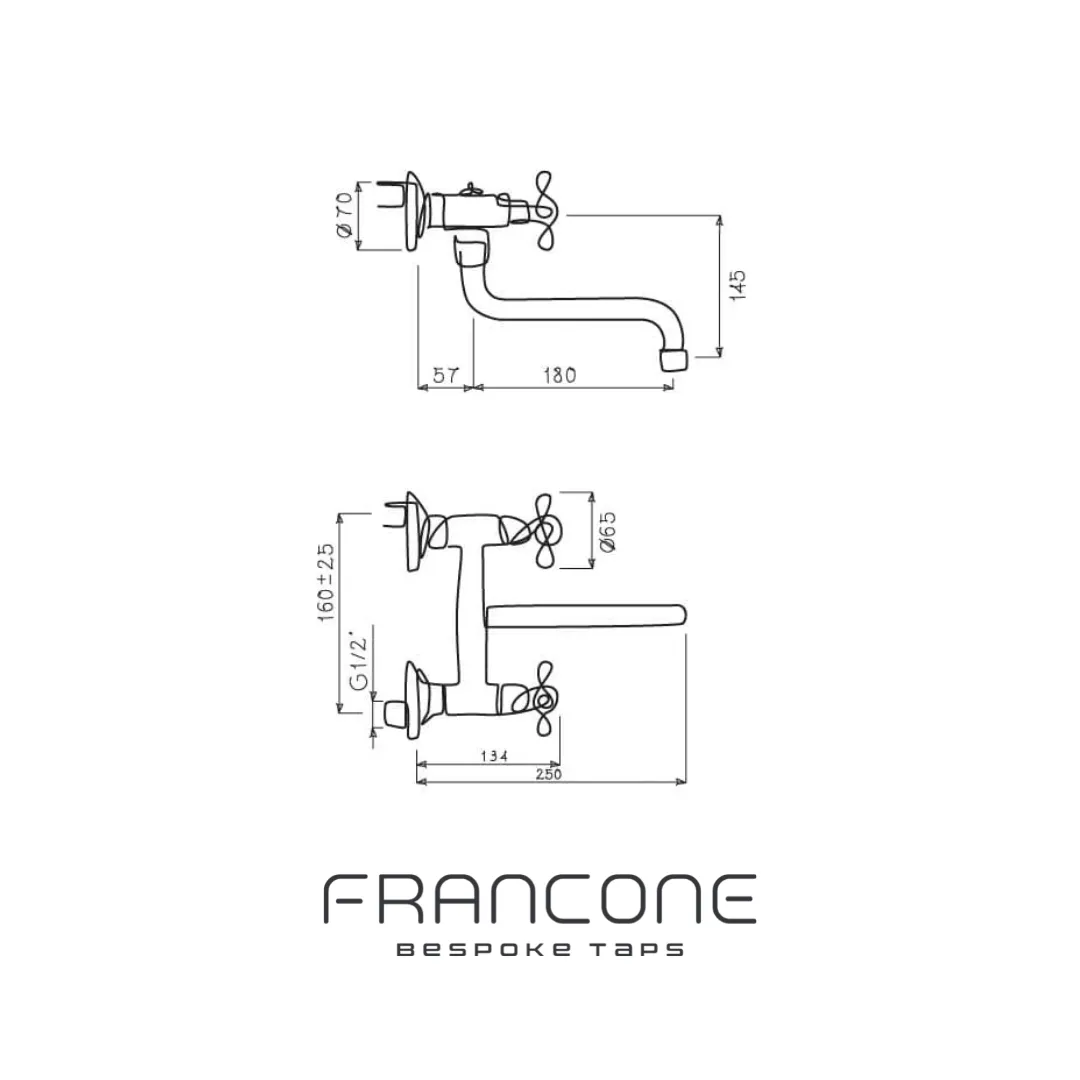 BT41 Classic wall mounted traditional tap