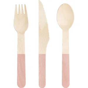 Bulk Classic Pink Wooden Cutlery, Assorted (Case of 288)