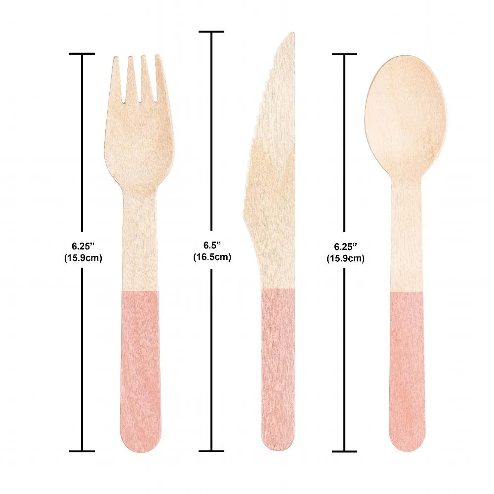 Bulk Classic Pink Wooden Cutlery, Assorted (Case of 288)