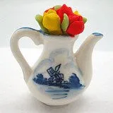 Ceramic Miniature Teapot with Tulips