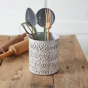 Charming Wildflower Metal Utensil Caddy