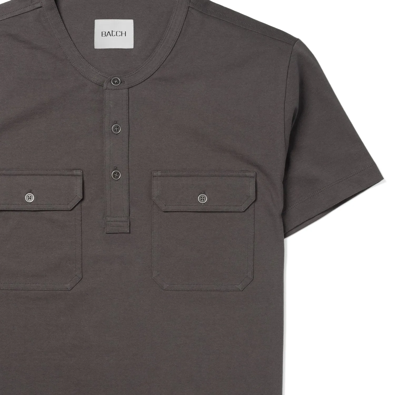 Constructor Short Sleeve Henley Shirt –  Slate Gray Cotton Jersey