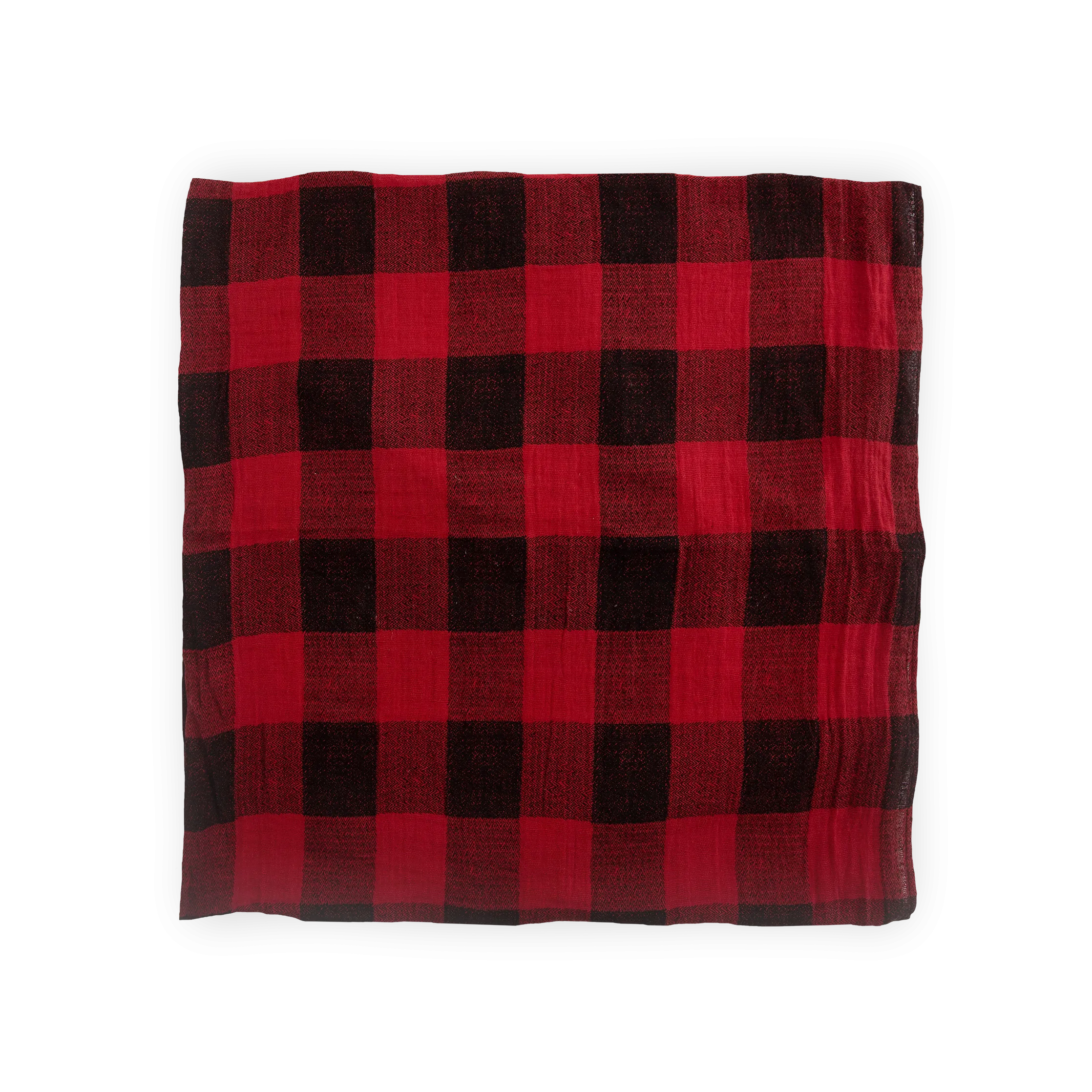 Cotton Muslin Swaddle Blanket - Red Plaid