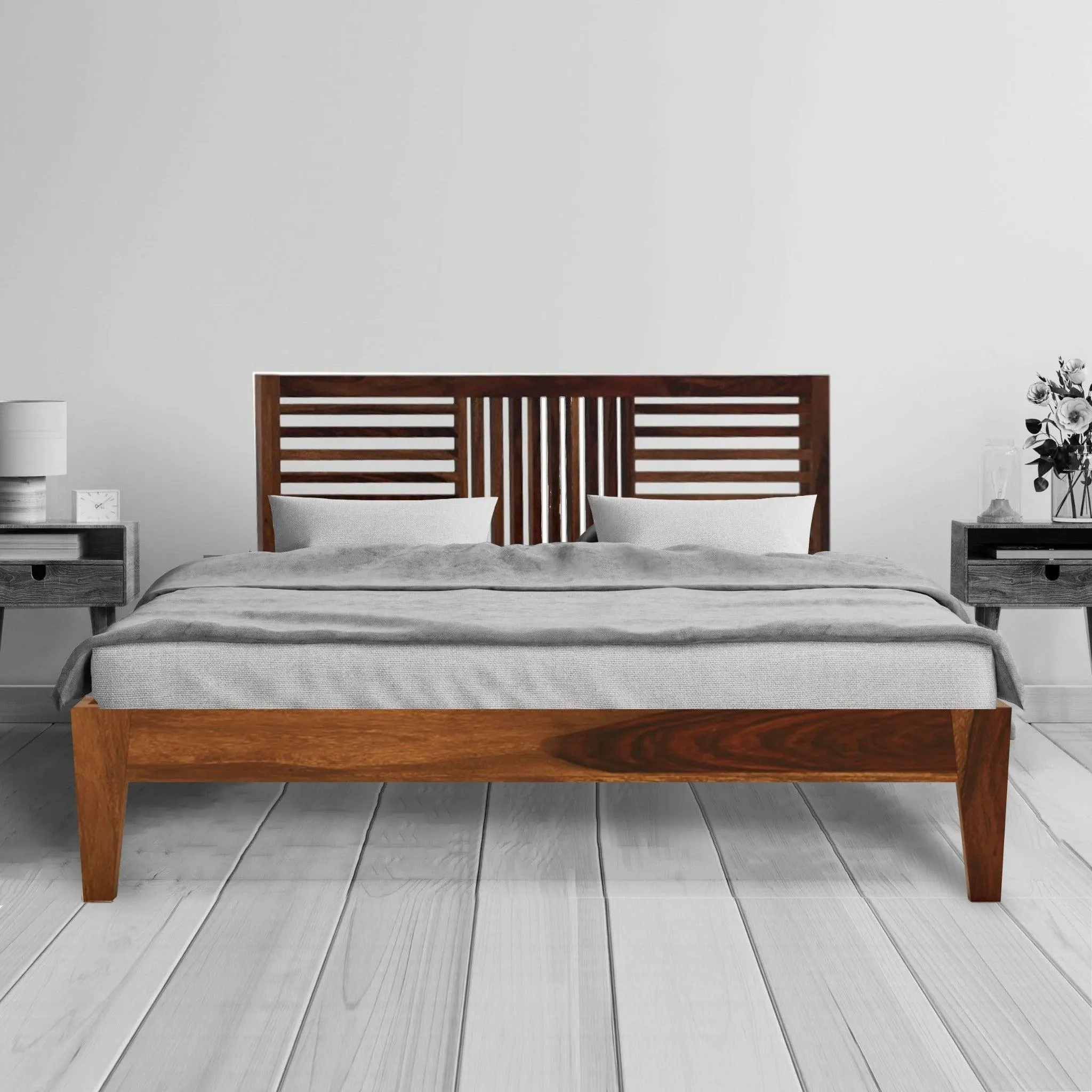 DIMO BED KING Sheesham Wood (Honey Finish)