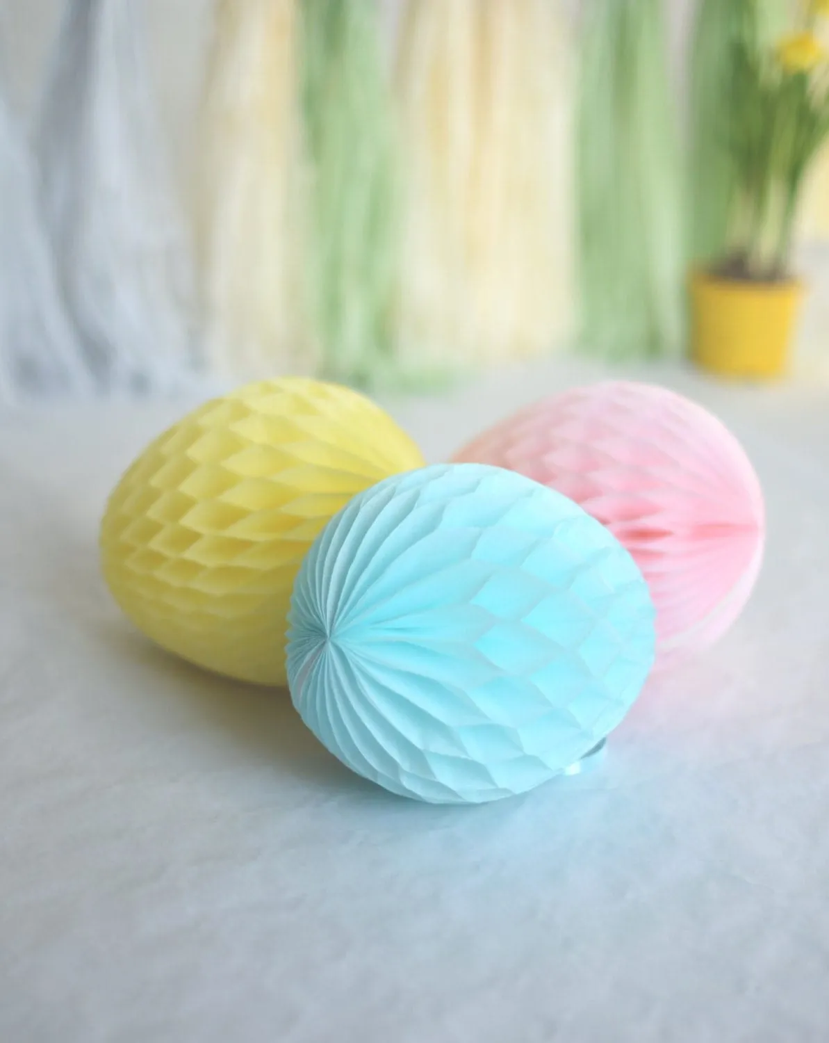 Easter Decorations set -3 large paper honeycomb eggs