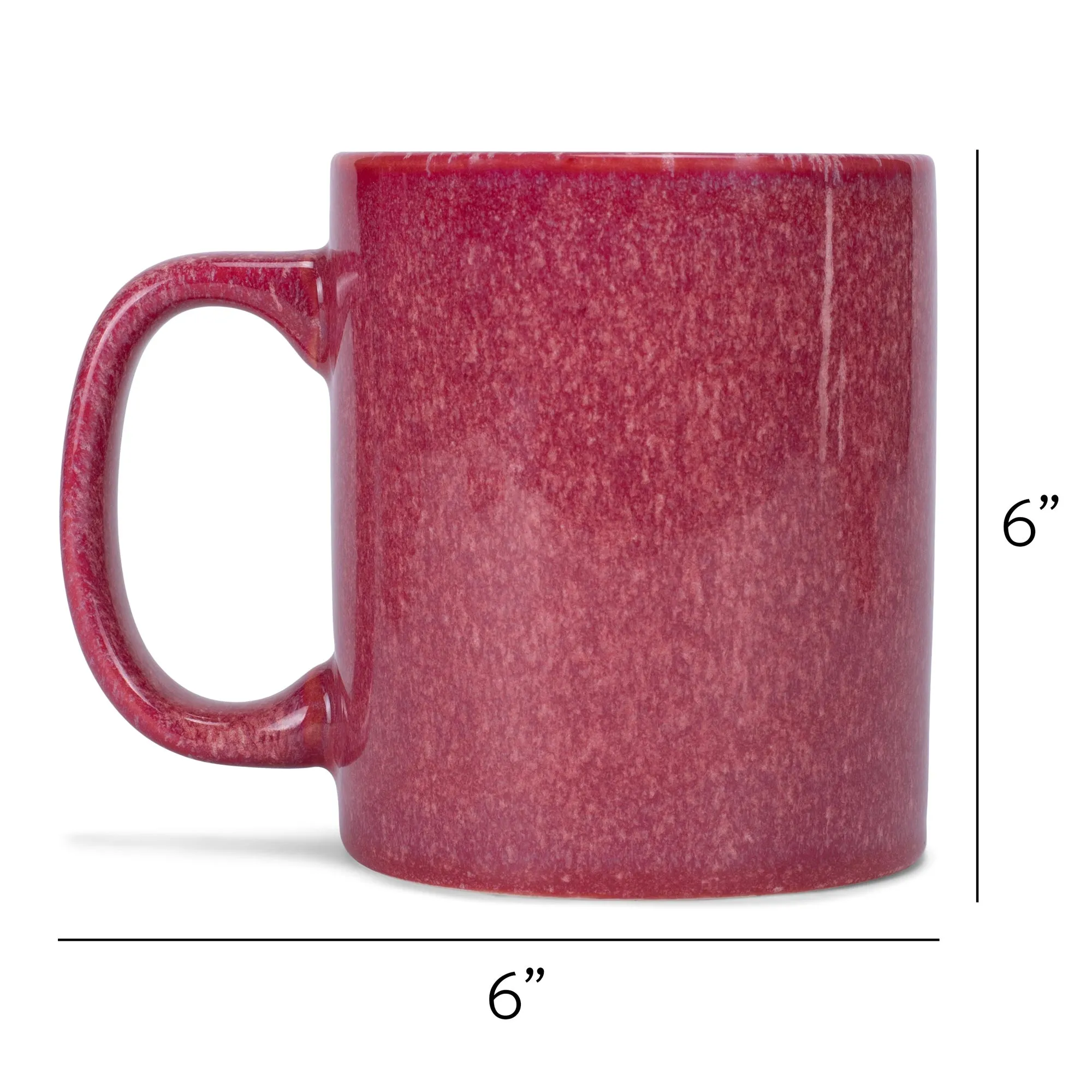 Elanze Designs Reactive 17 ounce Ceramic Straight Body Mugs Set of 4, Maraschino Red