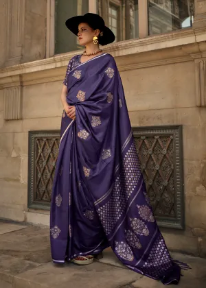 Elegant Blue Pure Satin Silk Designer Saree