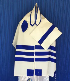 Elegant White and Royal Wool Tallit