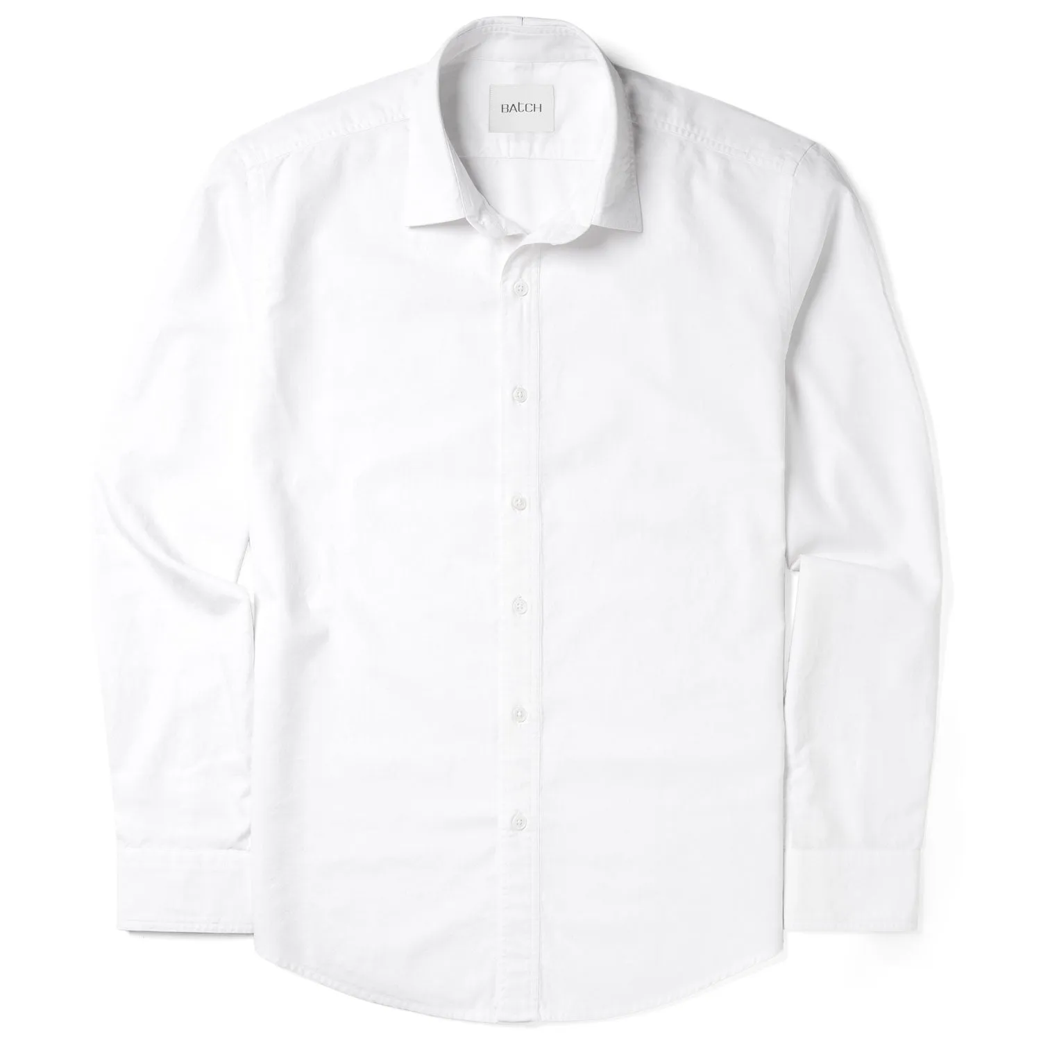 Essential Spread Collar Casual Shirt - Pure White Cotton Oxford