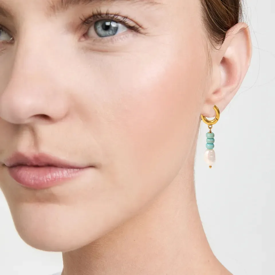 Exquisite retro style inlaid turquoise design versatile earrings