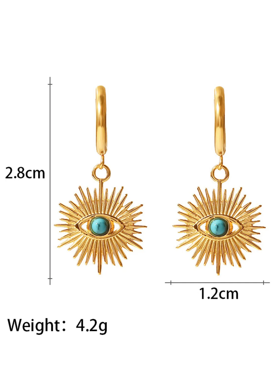 Exquisite retro style inlaid turquoise design versatile earrings