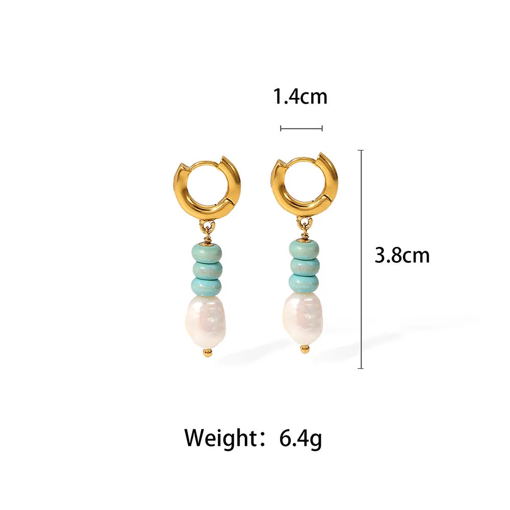 Exquisite retro style inlaid turquoise design versatile earrings