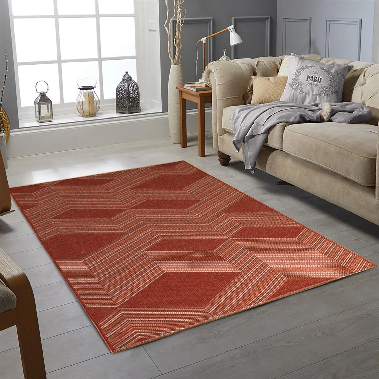 Farah Flatweave Rug with Chevron Design-160x230cm