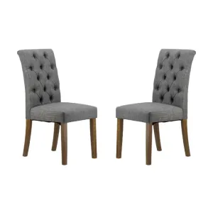 Grey Buttoned Back Armless Dining Chairs Set of 2