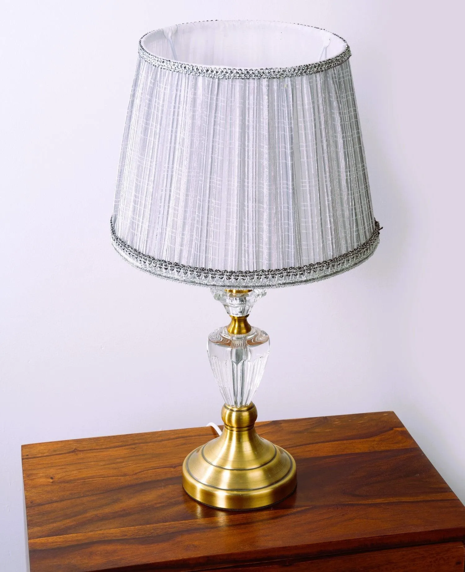 Grey Harmony Vase Shaped Table Lamp – Modern Classic with Golden Base