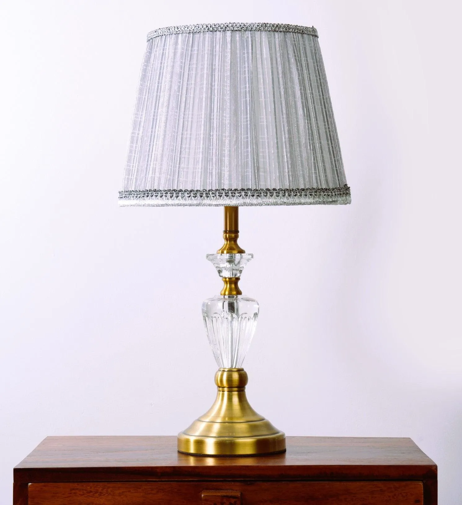 Grey Harmony Vase Shaped Table Lamp – Modern Classic with Golden Base