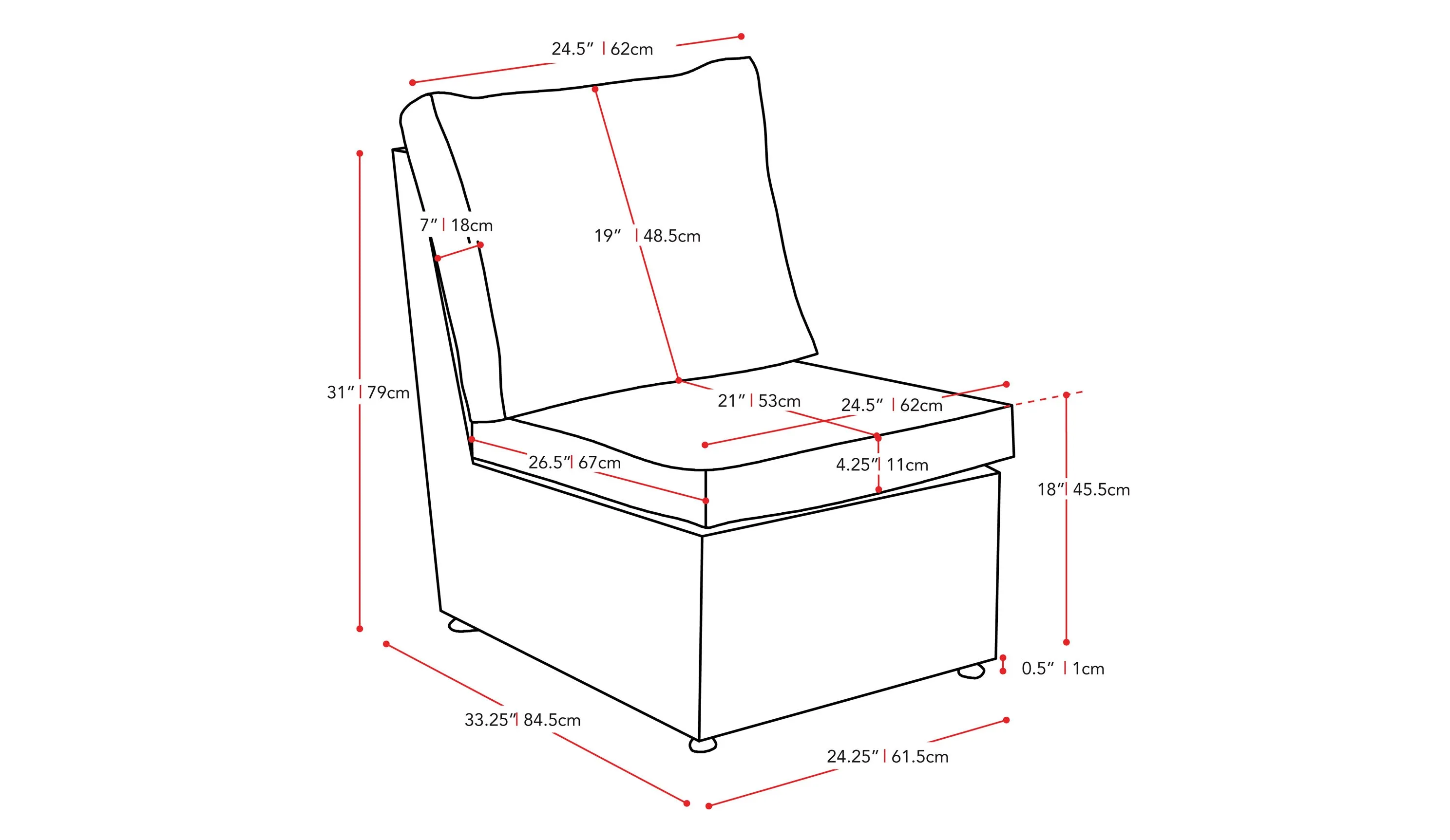 Grey Outdoor Sectional Middle Piece Chair