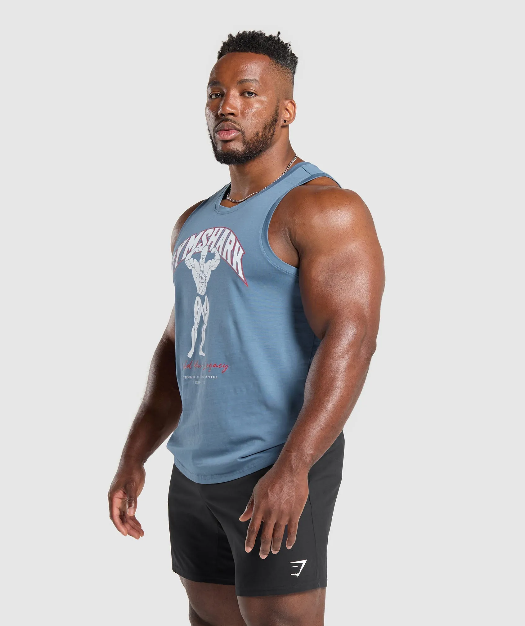 Gymshark Build Your Legacy Graphic Tank - Faded Blue