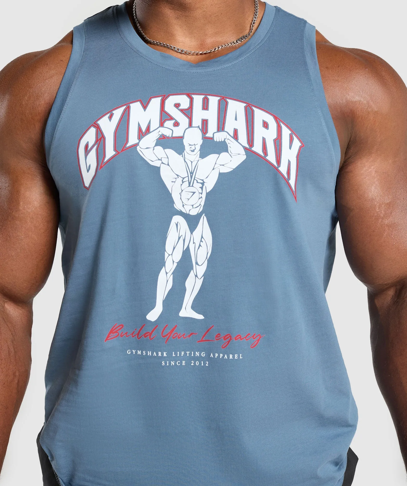 Gymshark Build Your Legacy Graphic Tank - Faded Blue