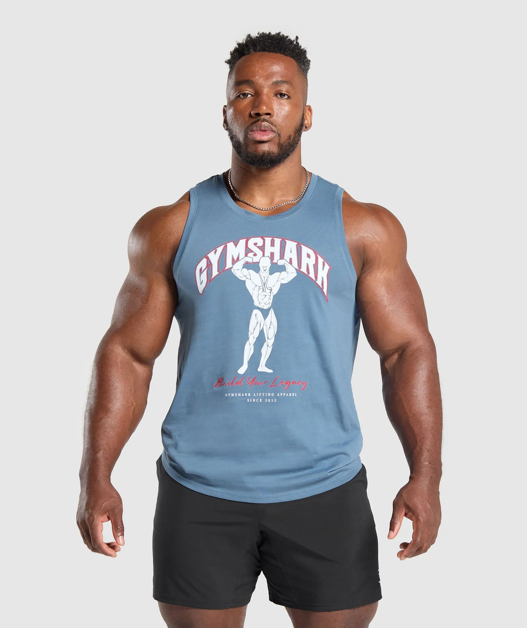 Gymshark Build Your Legacy Graphic Tank - Faded Blue