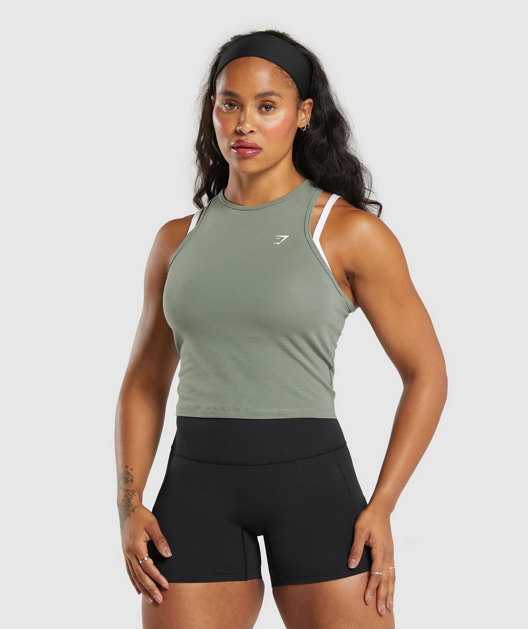 Gymshark Essential Cotton Midi Tank - Unit Green