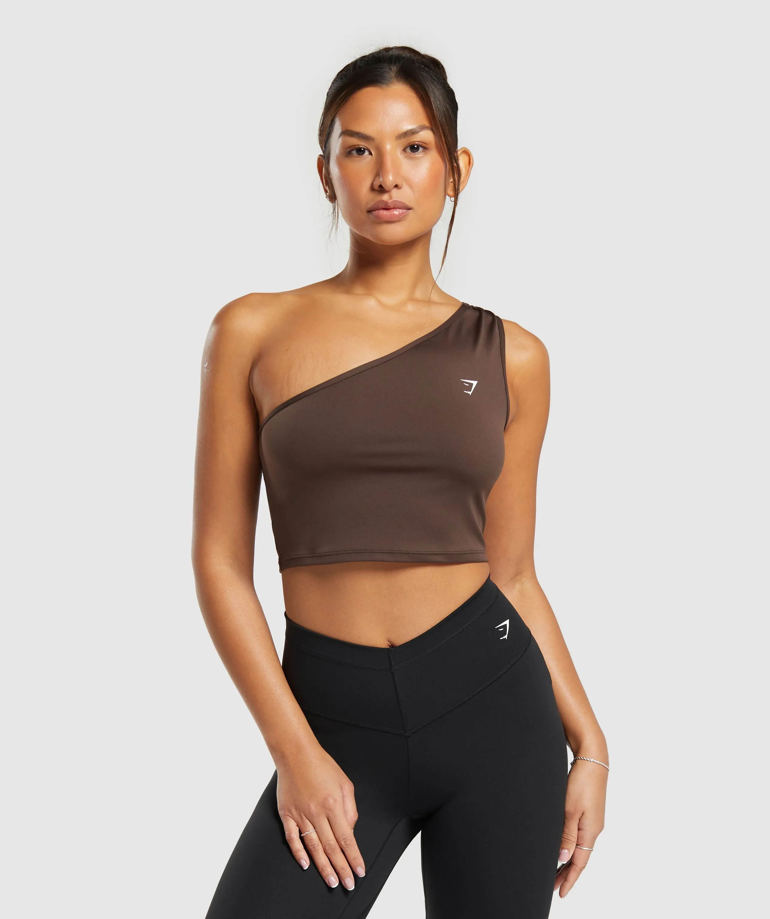 Gymshark Everyday One Shoulder Ruched Tank - Archive Brown