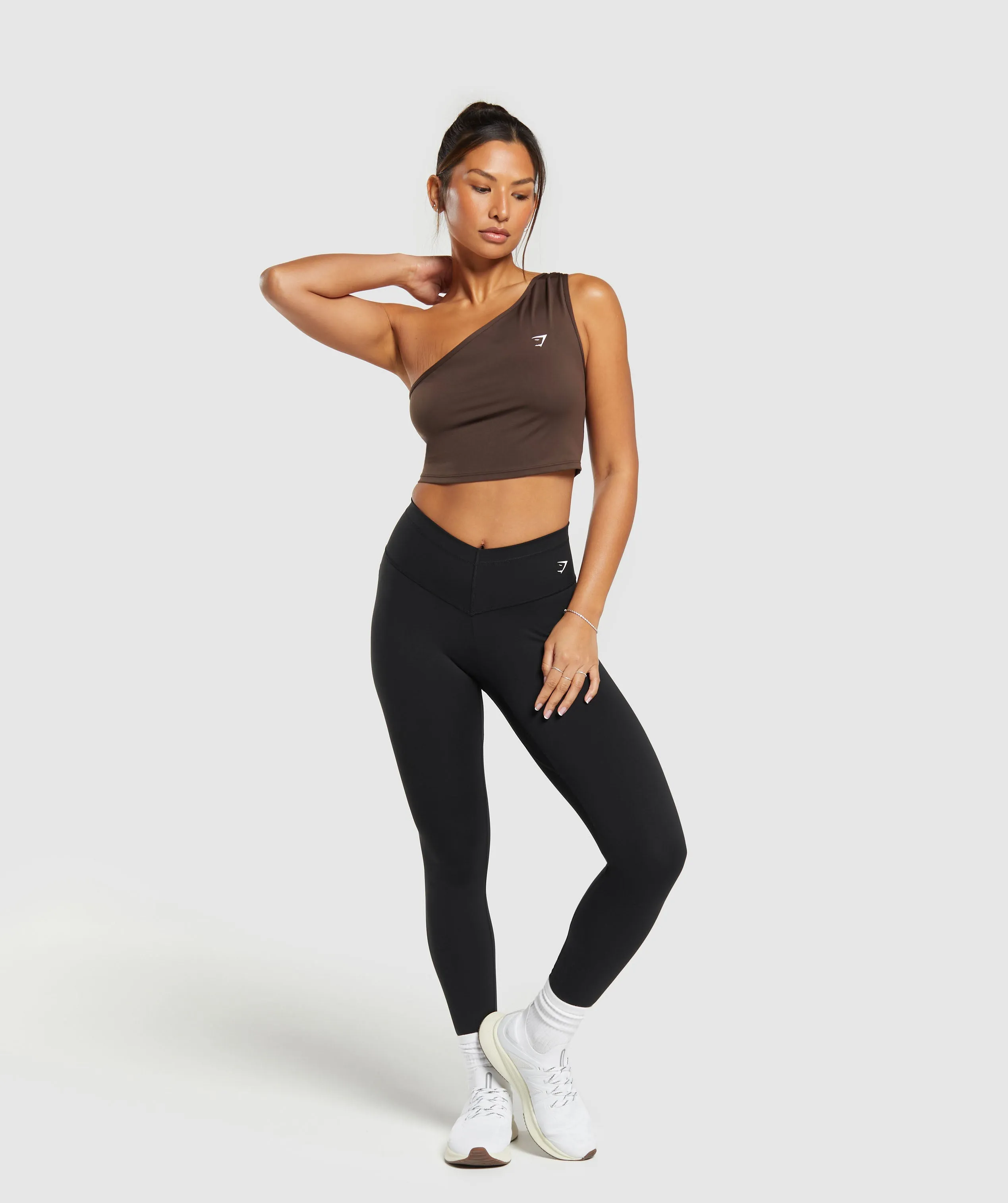 Gymshark Everyday One Shoulder Ruched Tank - Archive Brown