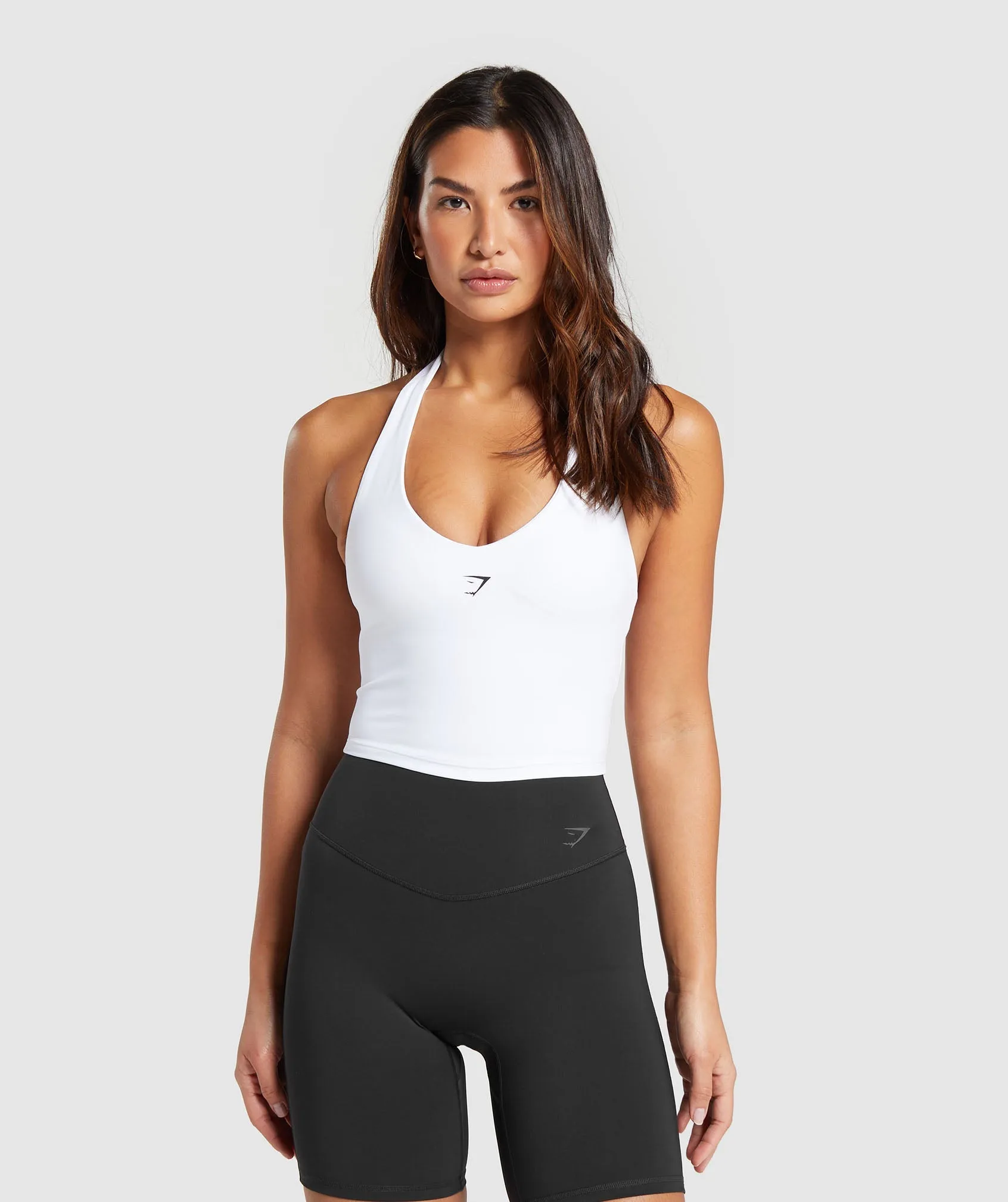 Gymshark Halter Neck Cami with Shelf - White