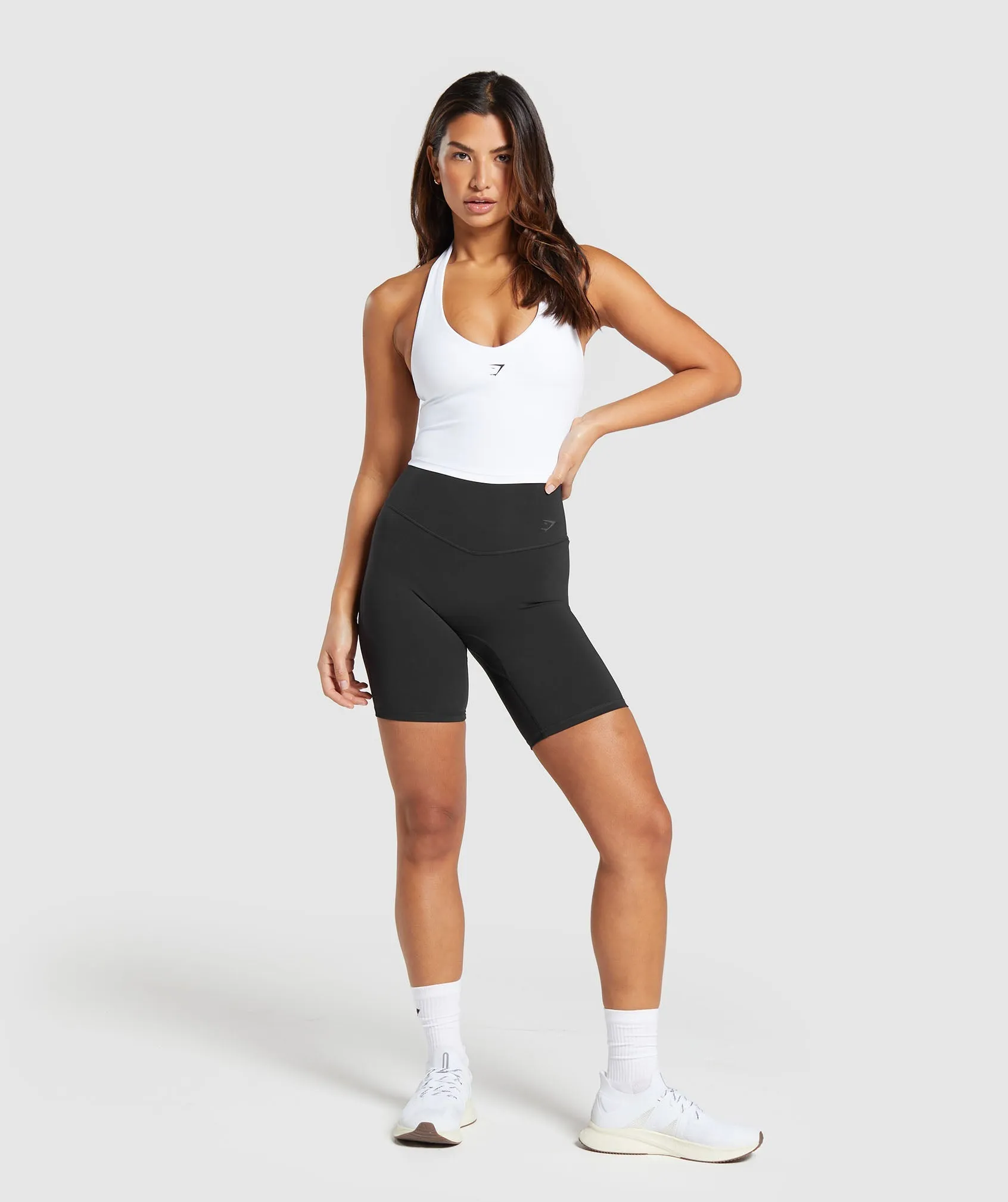 Gymshark Halter Neck Cami with Shelf - White