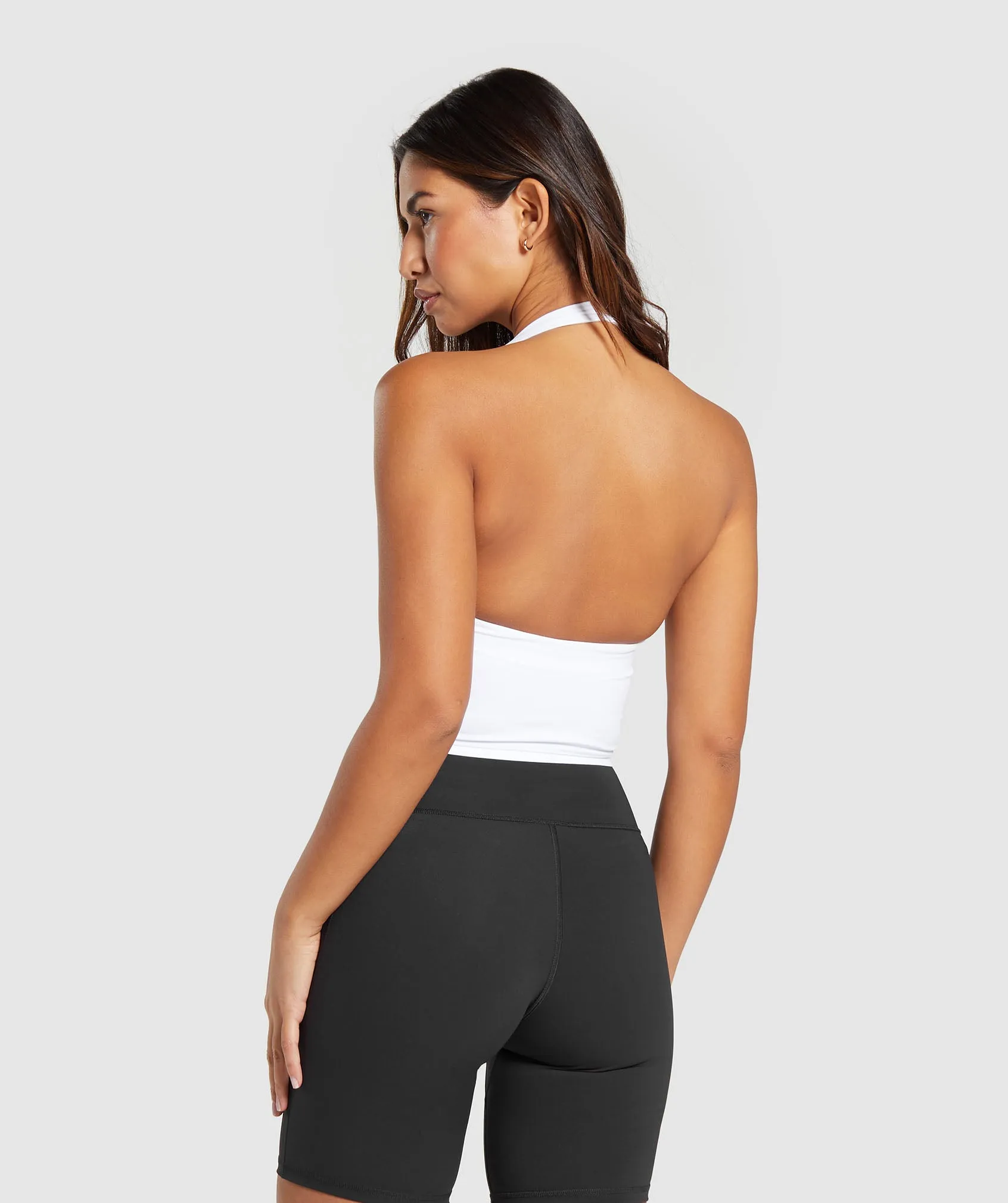 Gymshark Halter Neck Cami with Shelf - White