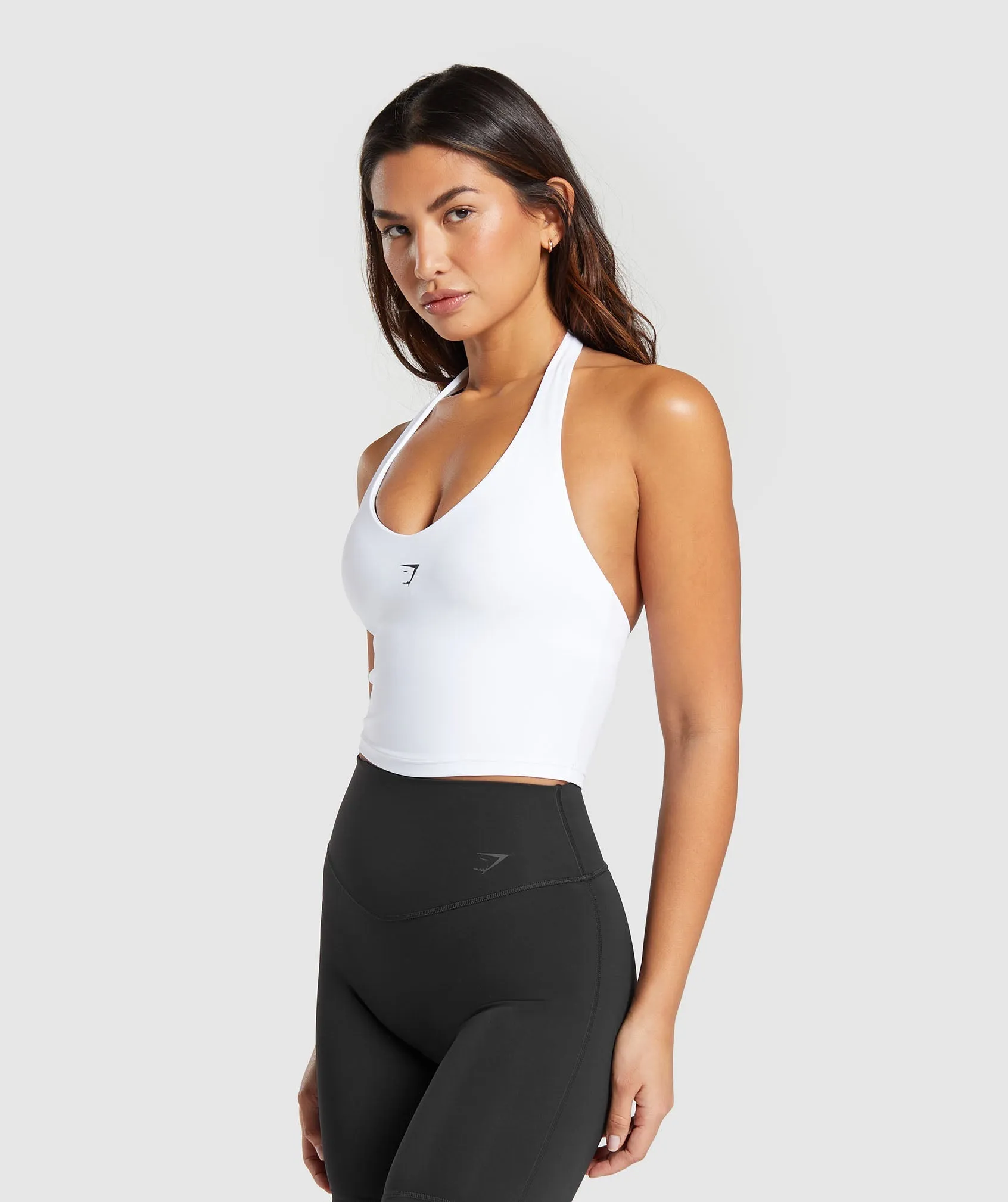 Gymshark Halter Neck Cami with Shelf - White