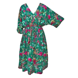 Jade Green Birdies Cotton Maxi Dress UK Size 18-32 M160