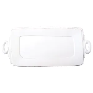 Lastra Handled Rectangular Platter - White