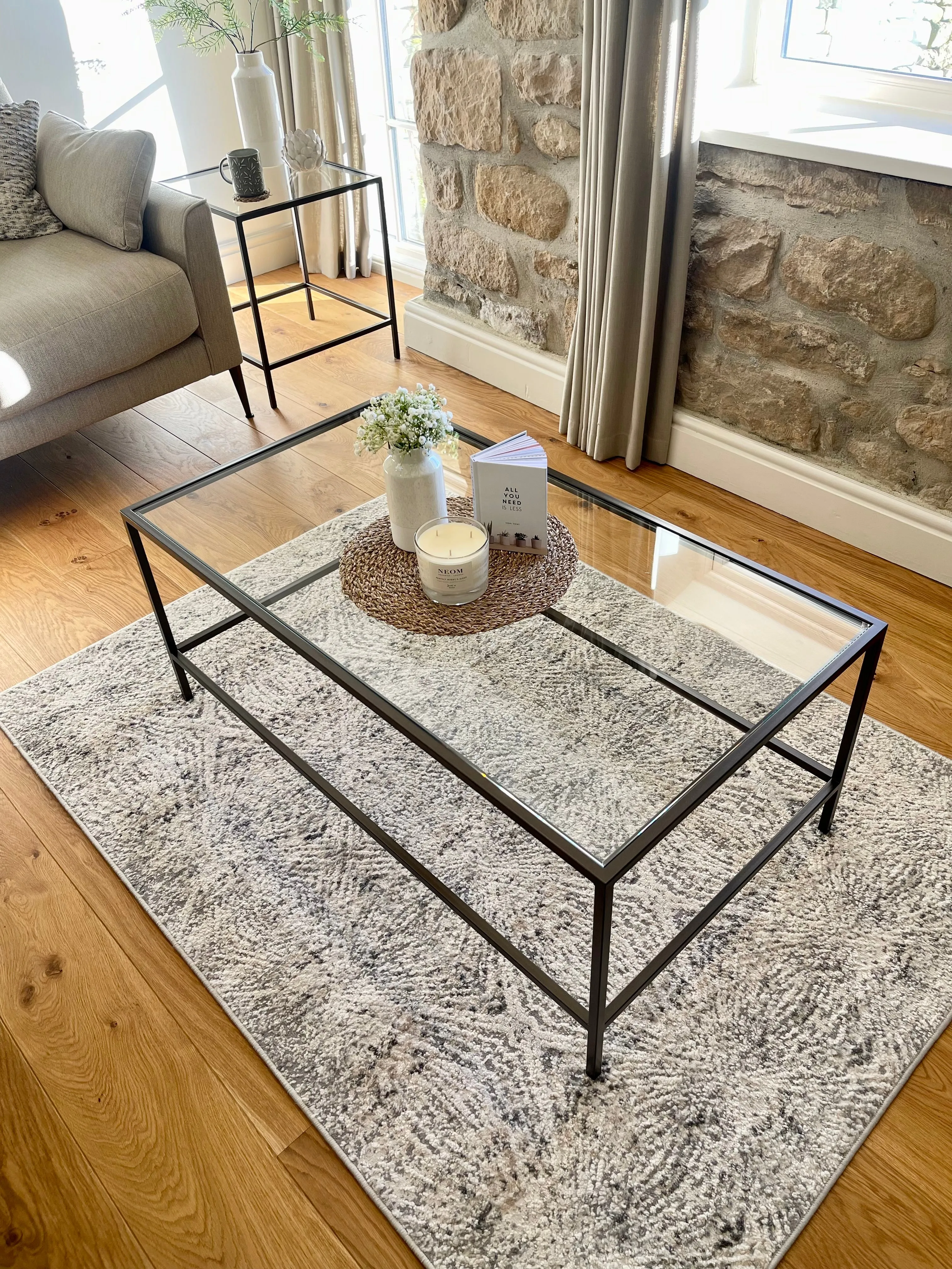 Madison Glass Metal Coffee Table - Dark Bronze